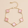 Colorful Shell Charm Bracelet with Gold Detailing: Pink / One / 5SB21068